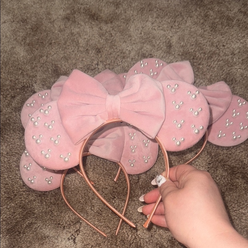 Pink Bow and Pearl Minnie Mouse Headband set of 8